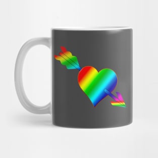 Rainbow Heart pierced with an arrow Mug